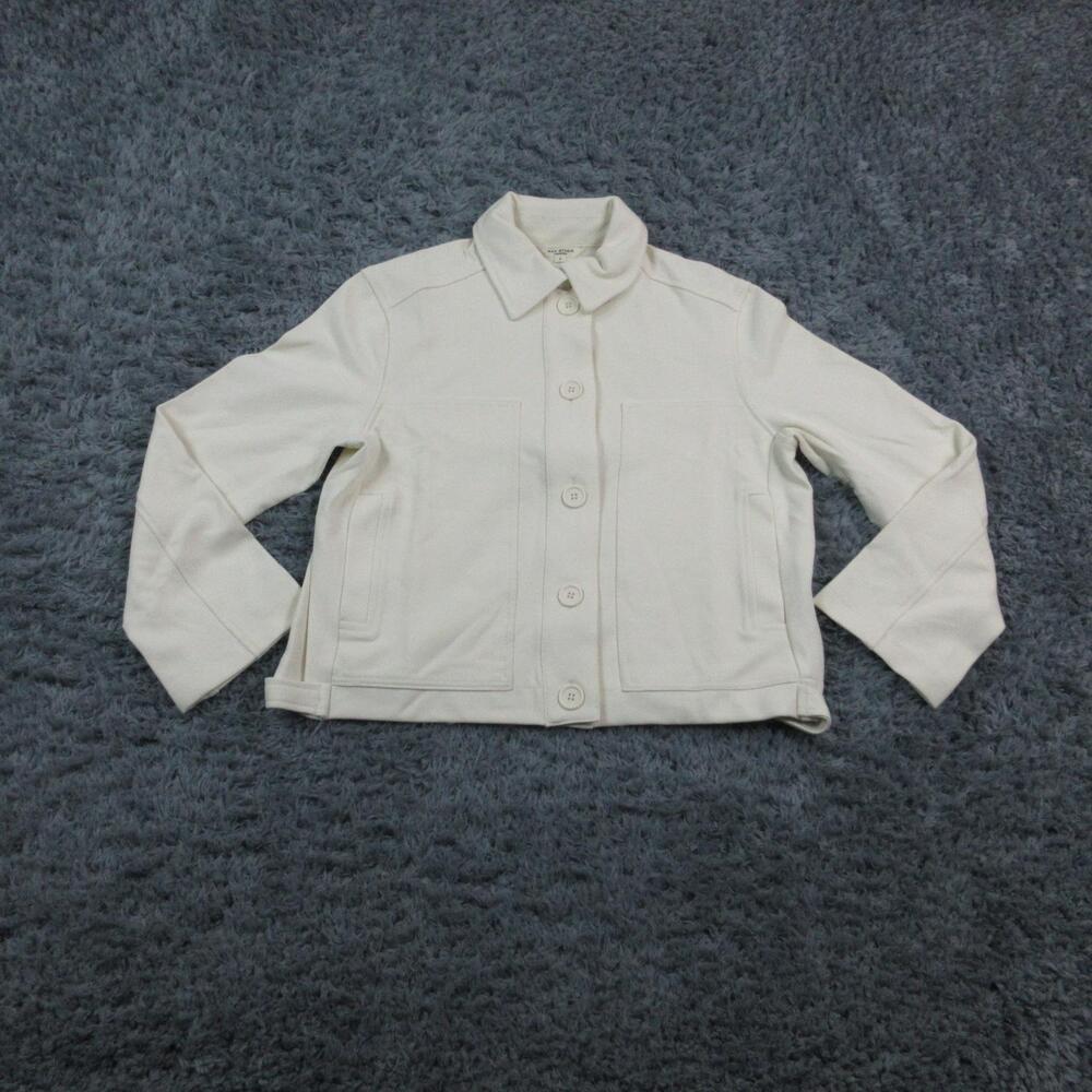 Max Studio Jacket Womens Small White Knit Button Front Collared Stretch NWT